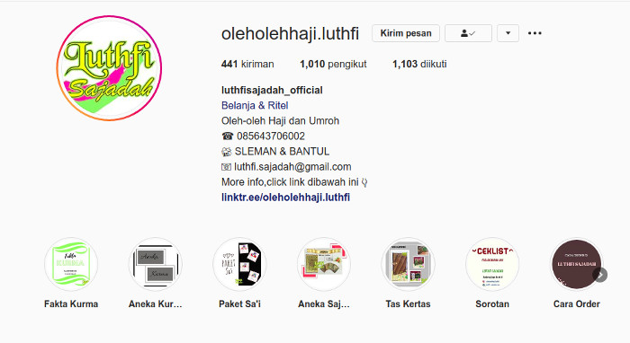 Contoh instagram toko perlengkapan haji